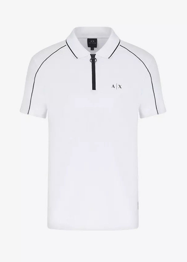 A|X Armani Exchange Men's Zipper Logo Polo Shirt White
