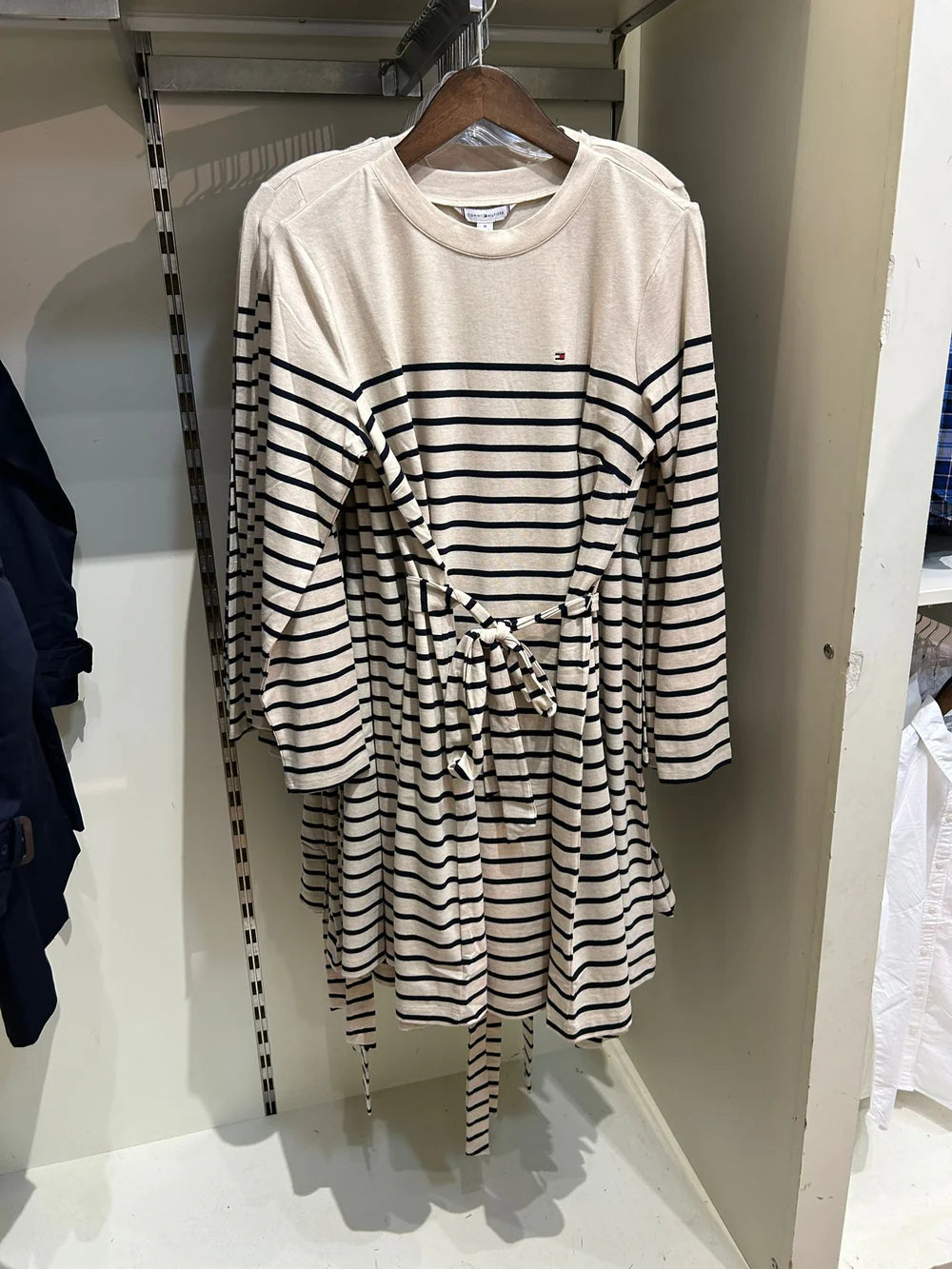 WOMEN TOMMY Long-Sleeve Belted Stripe Knit Dress
