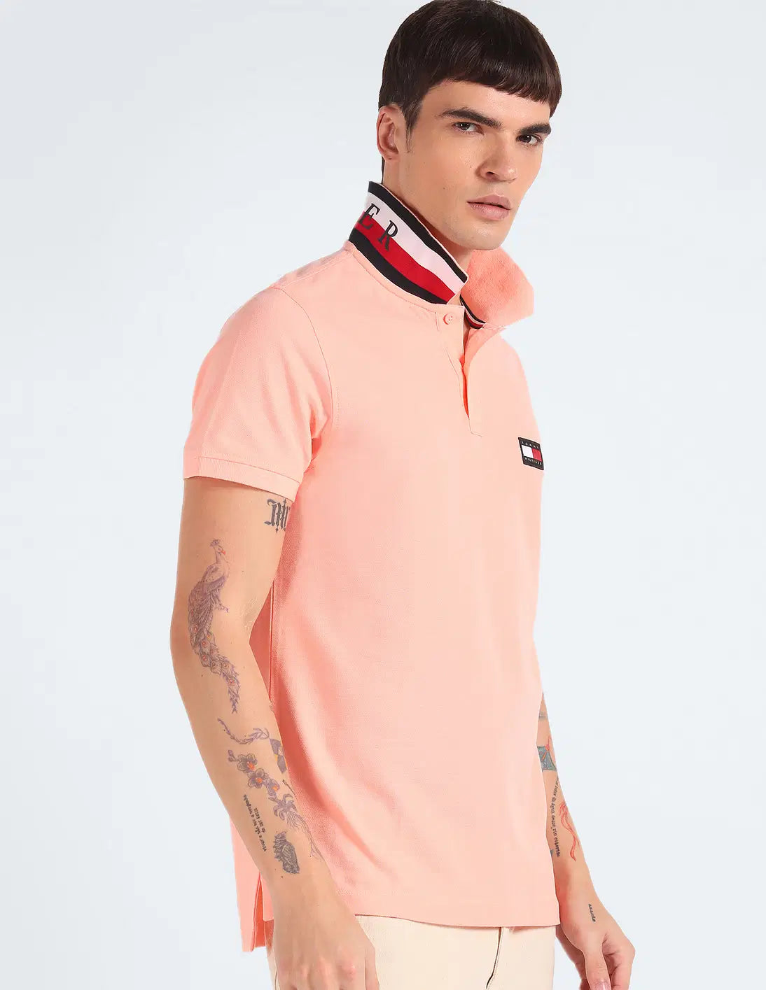 Mens' Tommy Hilfiger Under Collar Slim Polo Shirt/Playful Peach