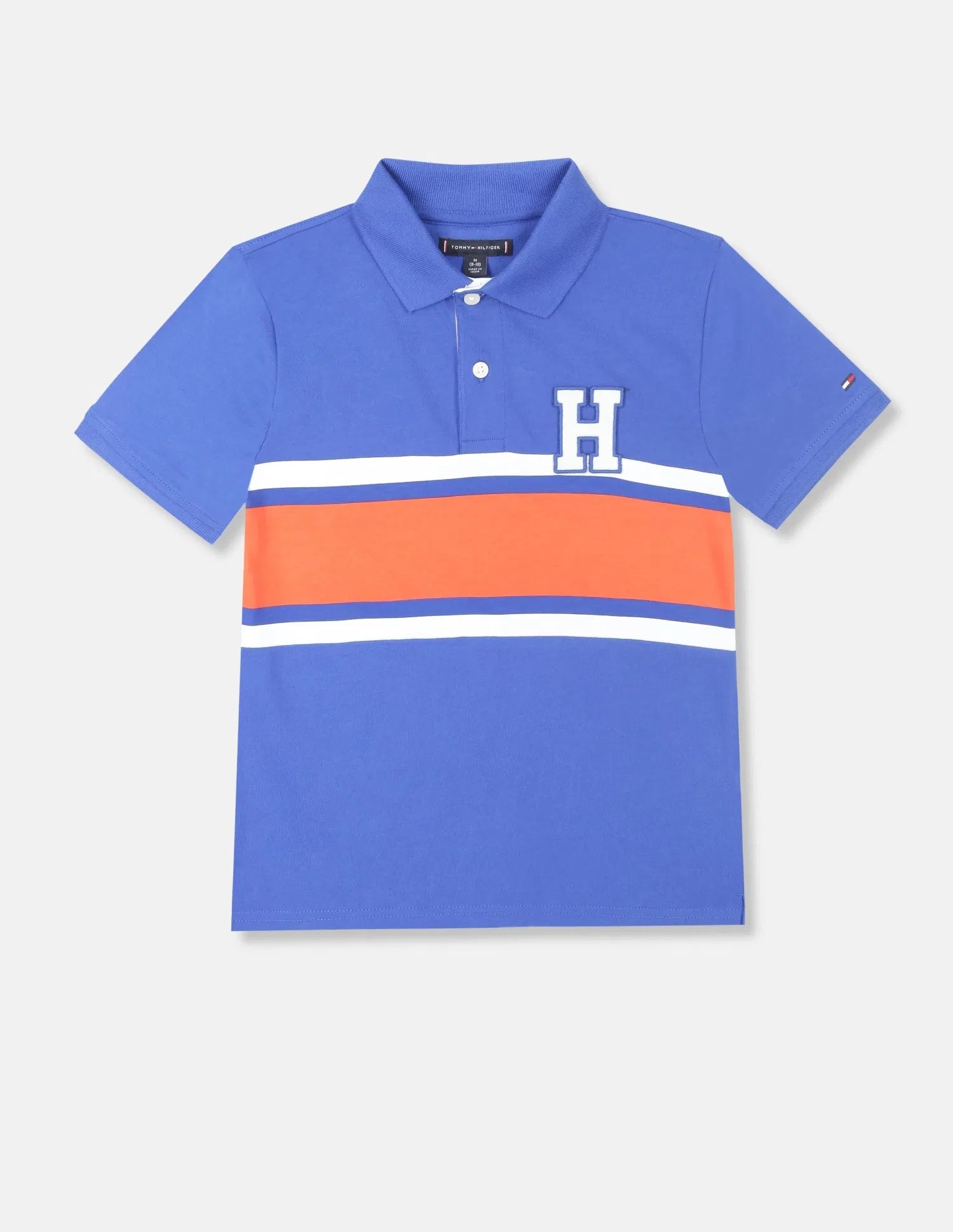 Boys' Tommy Colorblock Regular Fit Cotton Polo T-Shirt-Noble Blue