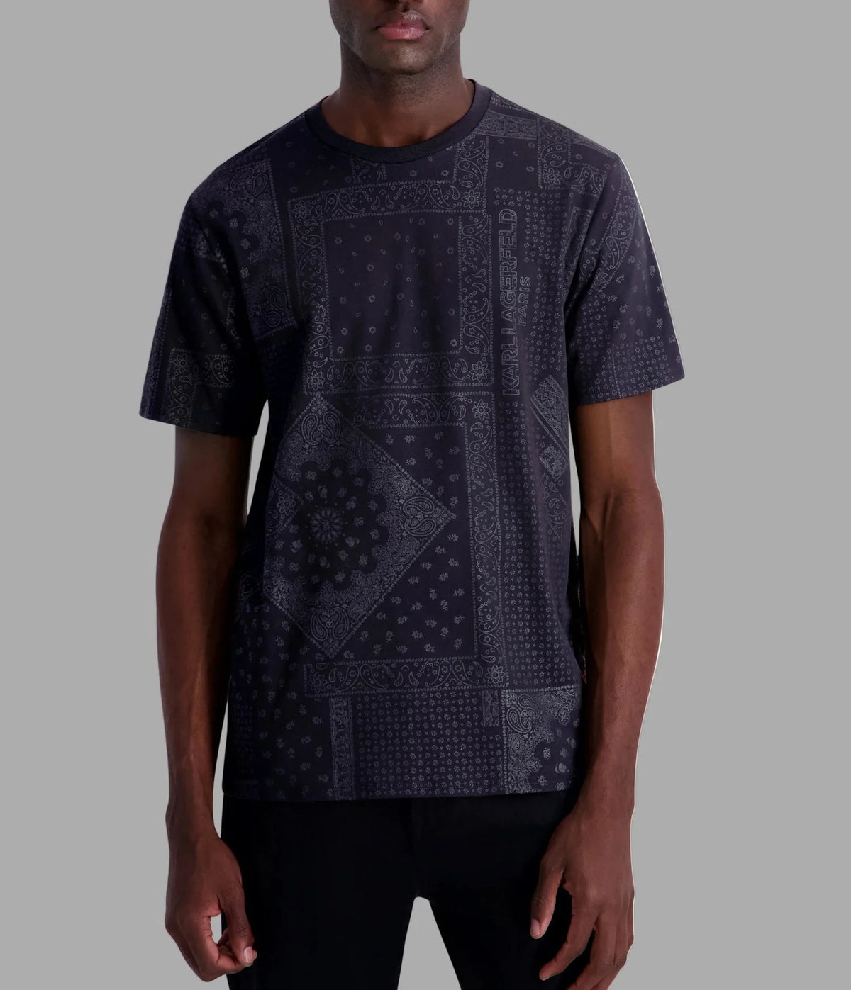 KARL LAGERFELD BANDANA PRINT TEE-Black