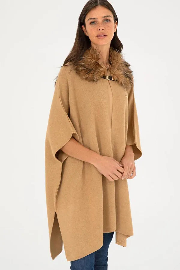 Womens U.S. Polo Khaki Knitwear Poncho