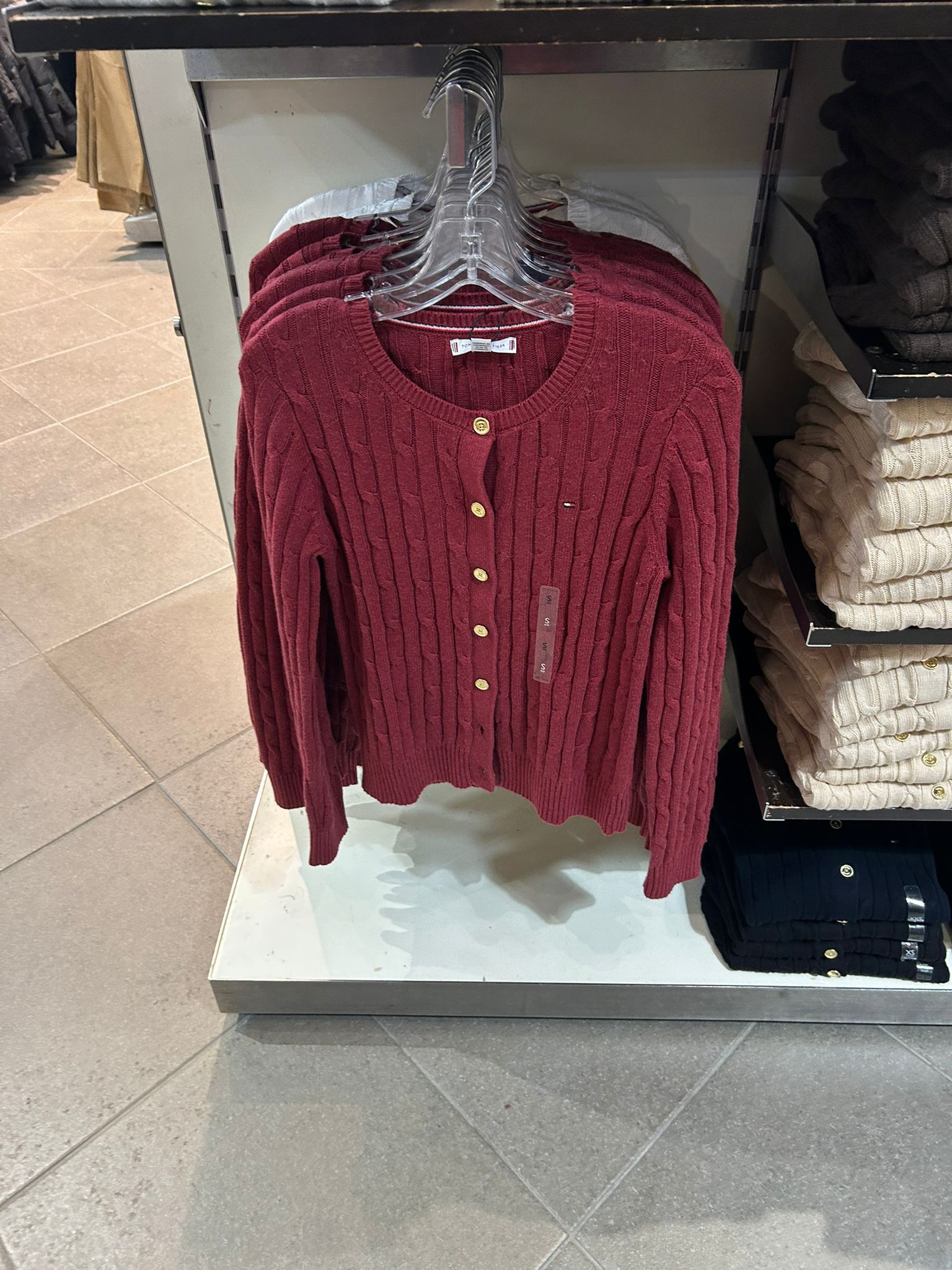 Womens' Tommy Cable Knit Cardigan Red