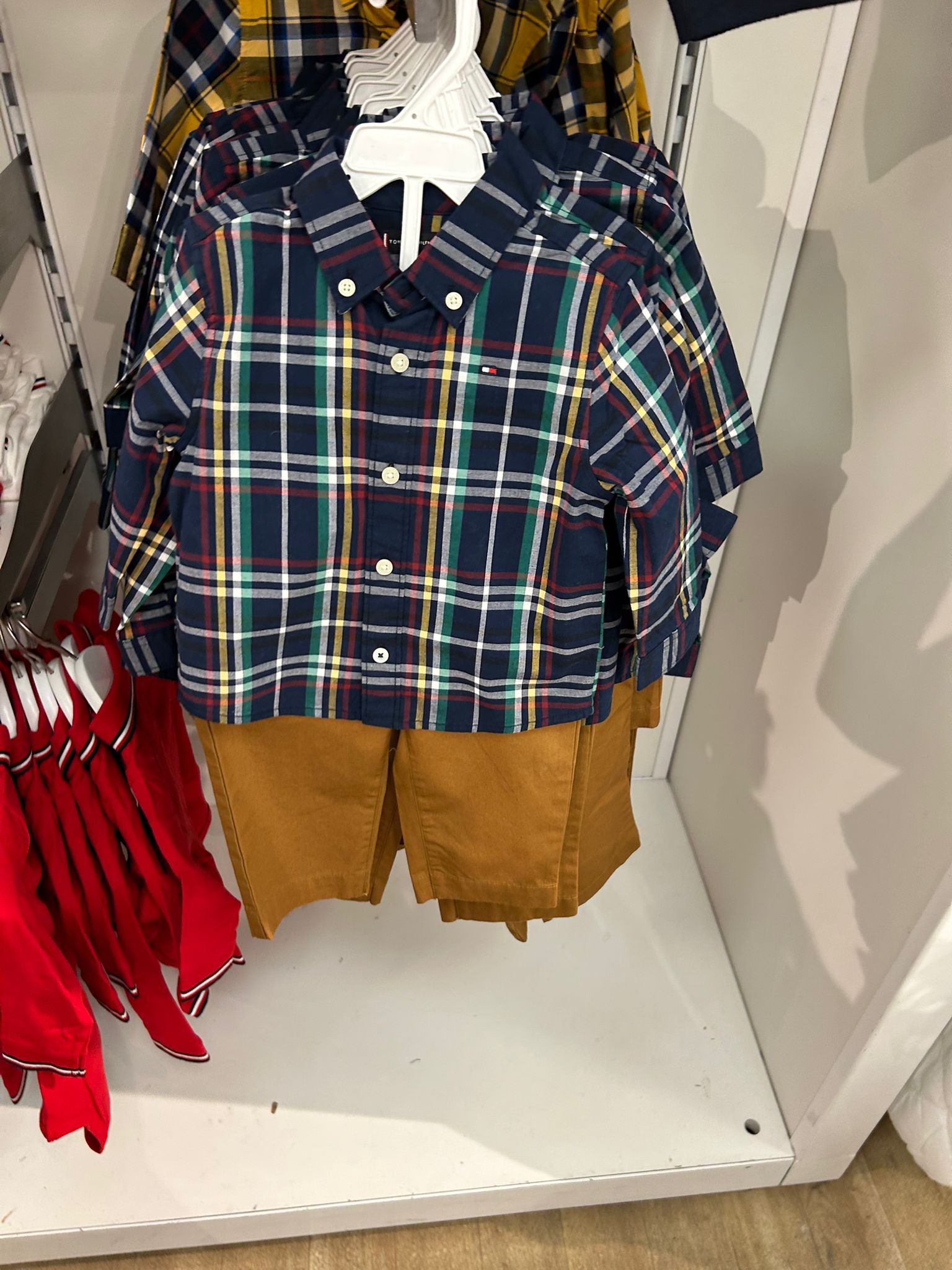 Baby Boys' Tommy Plaid Shirt and Pant Set Carbon Navy