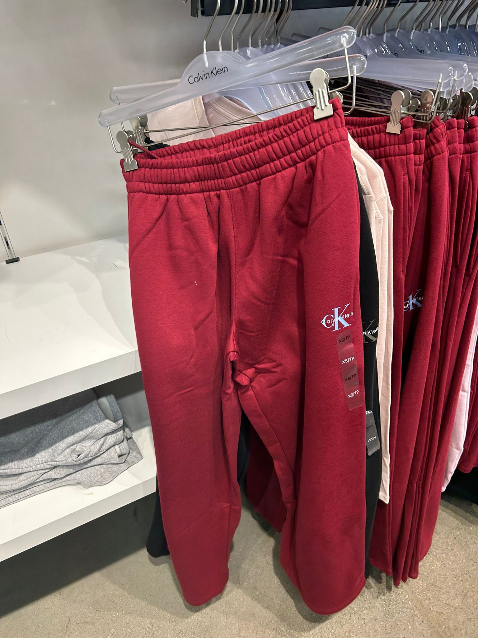Calvin Klein Womens' Monogram Logo Fleece Wide Leg Sweatpants Magenta Jewel
