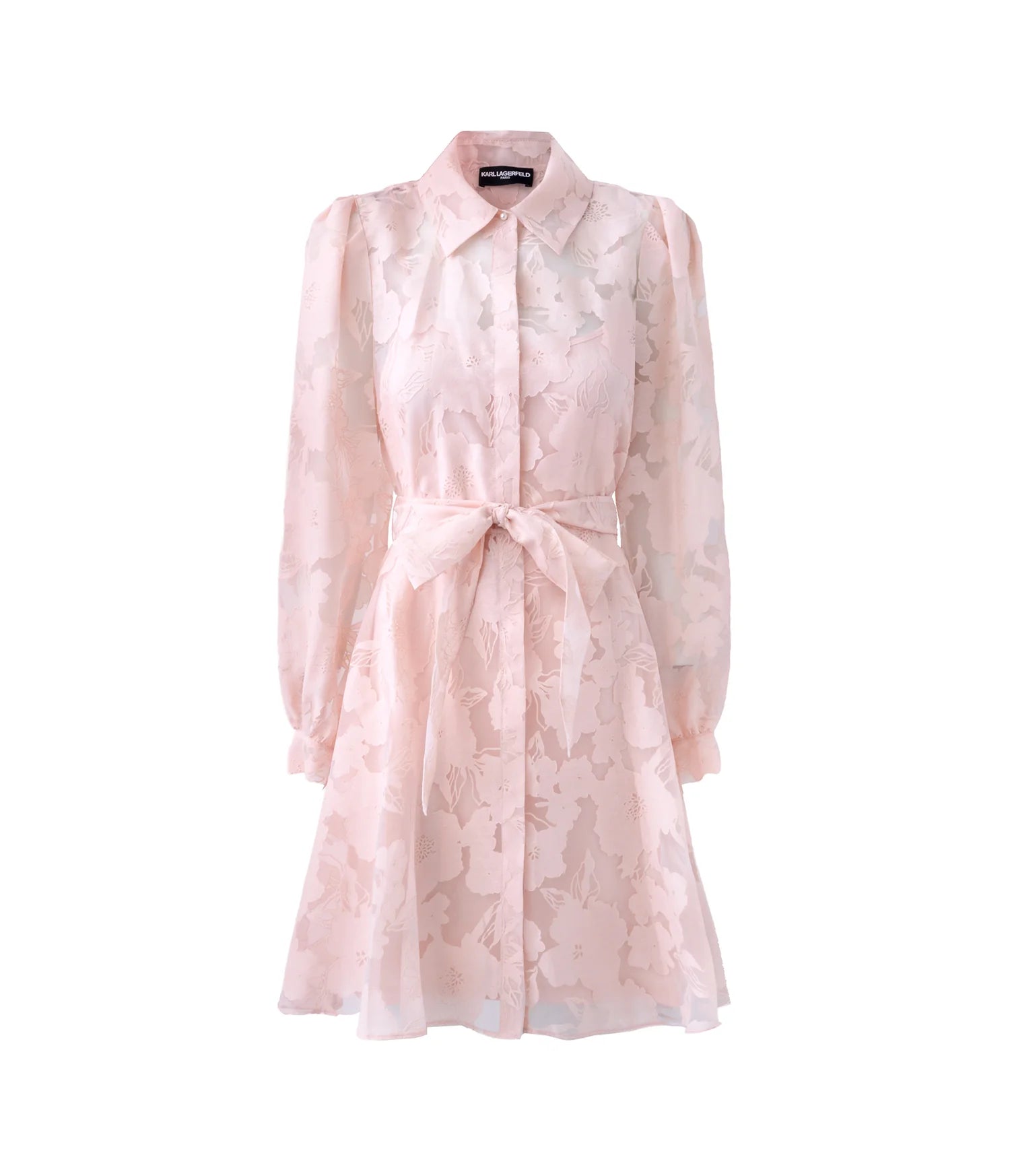 KARL LAGERFELD FLORAL JACQUARD SHIRT DRESS-Pearl Blush