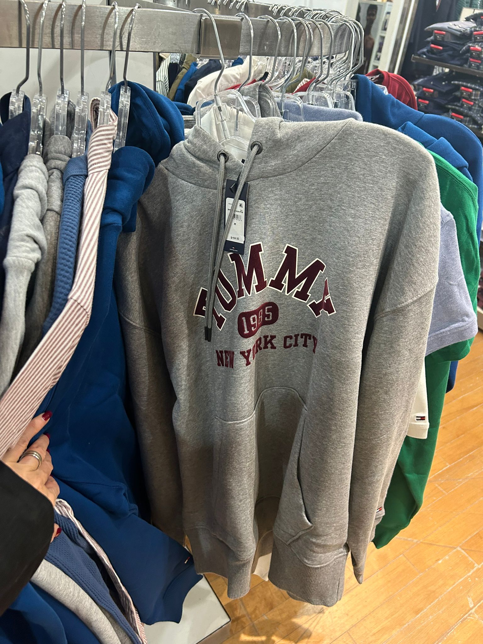 MENS' Tommy NYC Logo Hoodie Grey Heather
