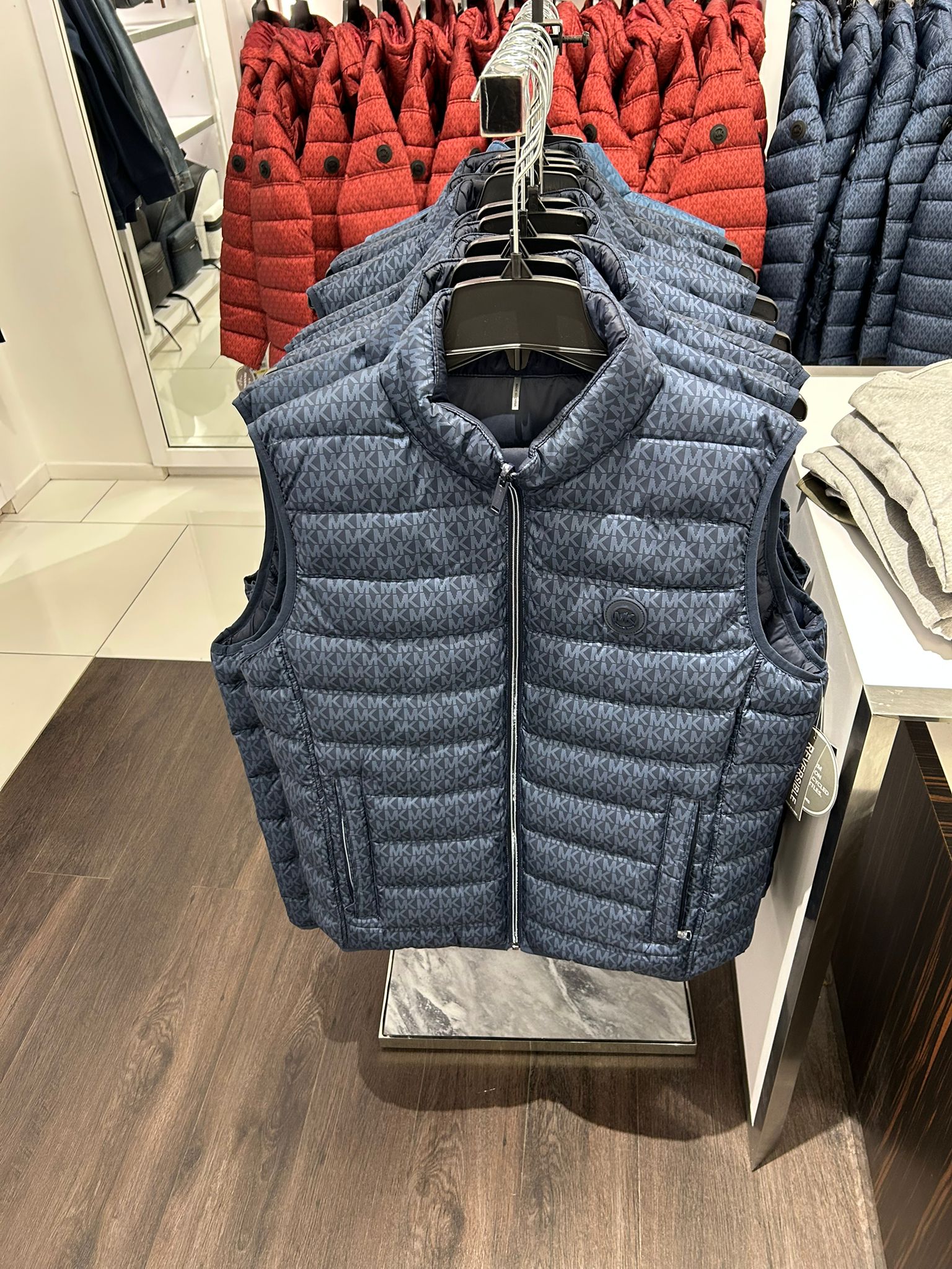 Mens' Michael Kors Abbou Signature Logo Reversible Vest MIDNIGHT