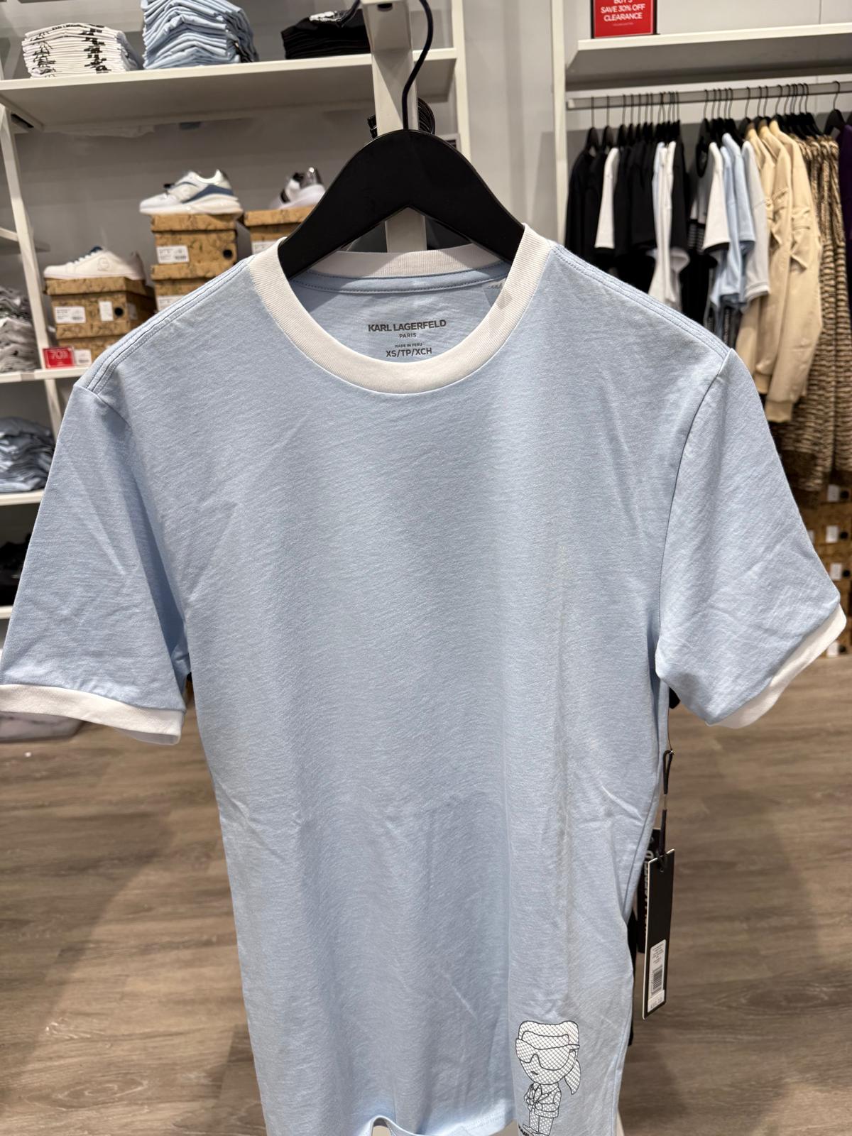 KARL LAGERFELD Men's Short Sleeve Crewneck Contrast Trim T-Shirt