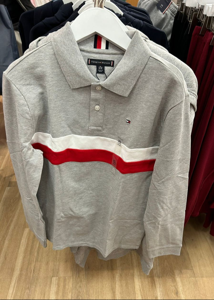 Tommy Boys' Long-Sleeve Colorblock Polo