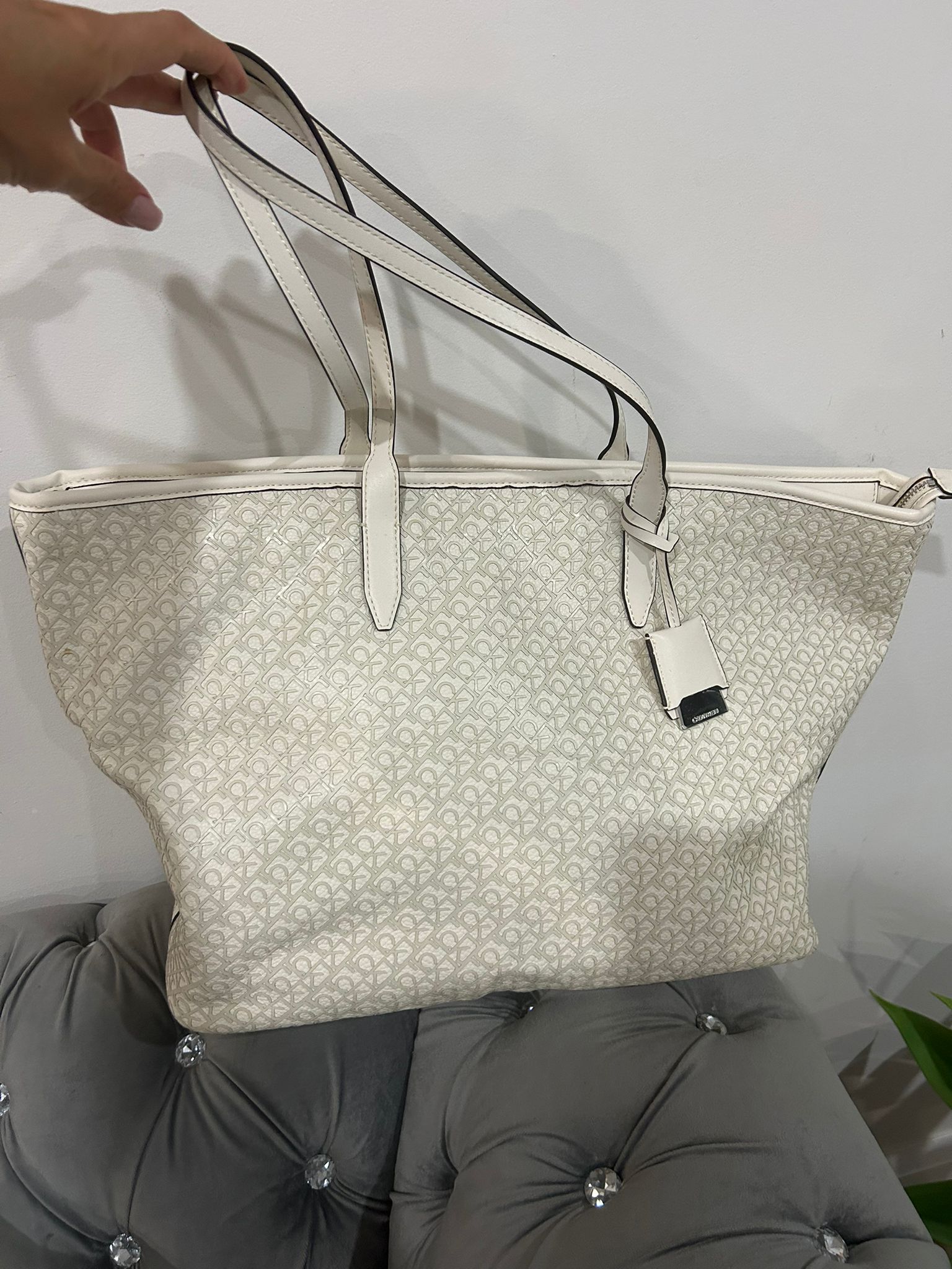 Womens' calvin klein Monogram Logo Pebble Medium Tote Bag