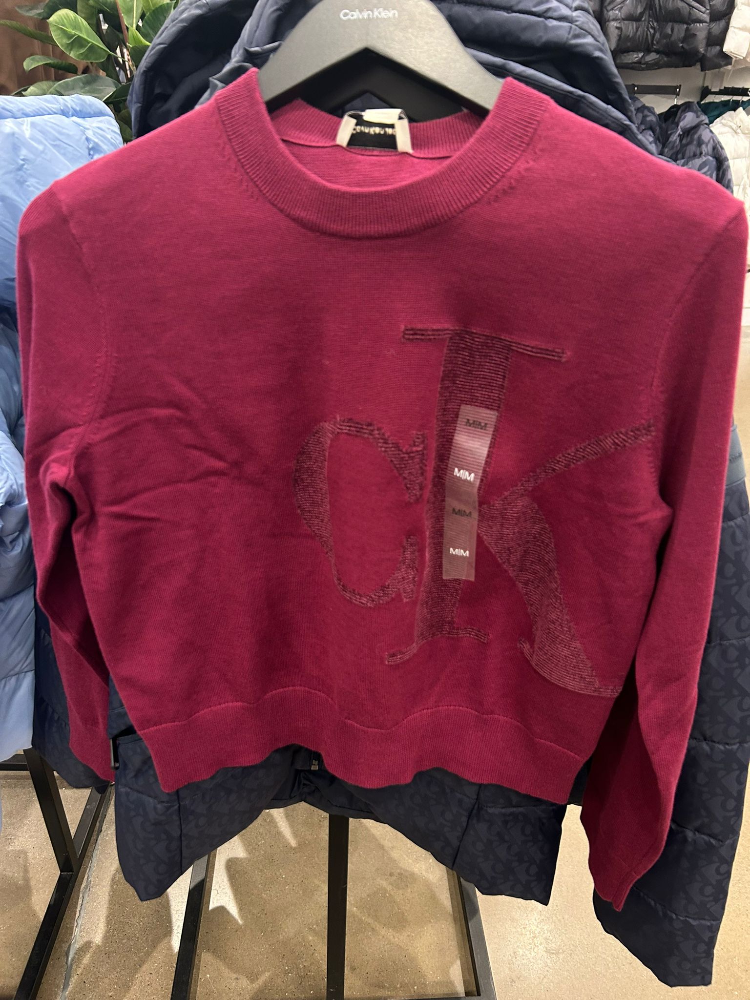 Womens' Calvin Klein Smooth Cotton Chenille Monogram Sweater