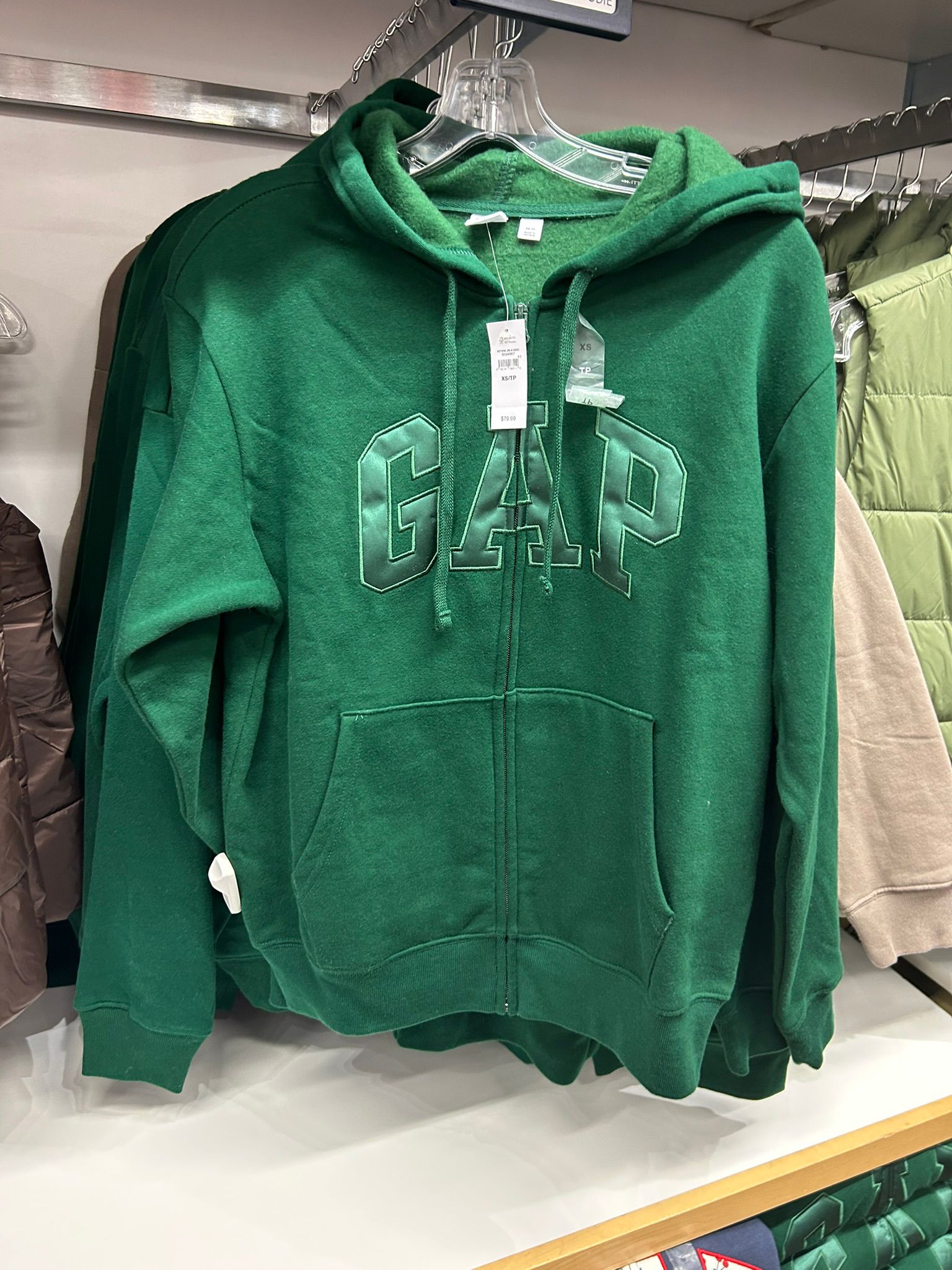 Womens' Relaxed Gap Logo Zip Hoodie Evergreen Glamour Green
