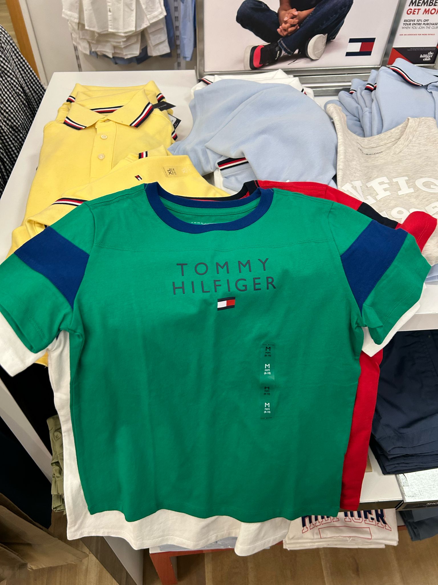 Boys' Tommy Logo Stripe-Sleeve T-Shirt