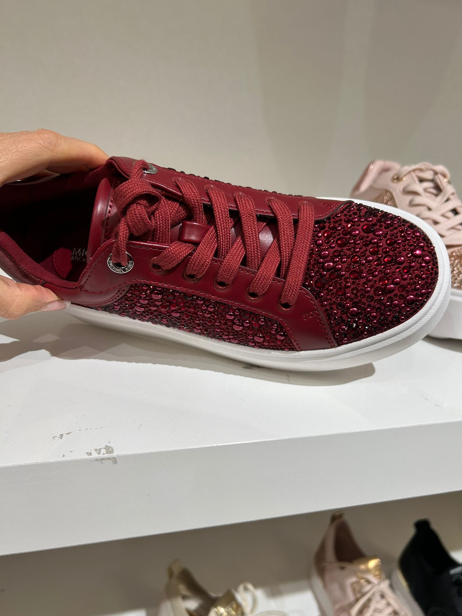 Michael Kors WOMENS' Romey Embellished Platform Sneaker CHERRY