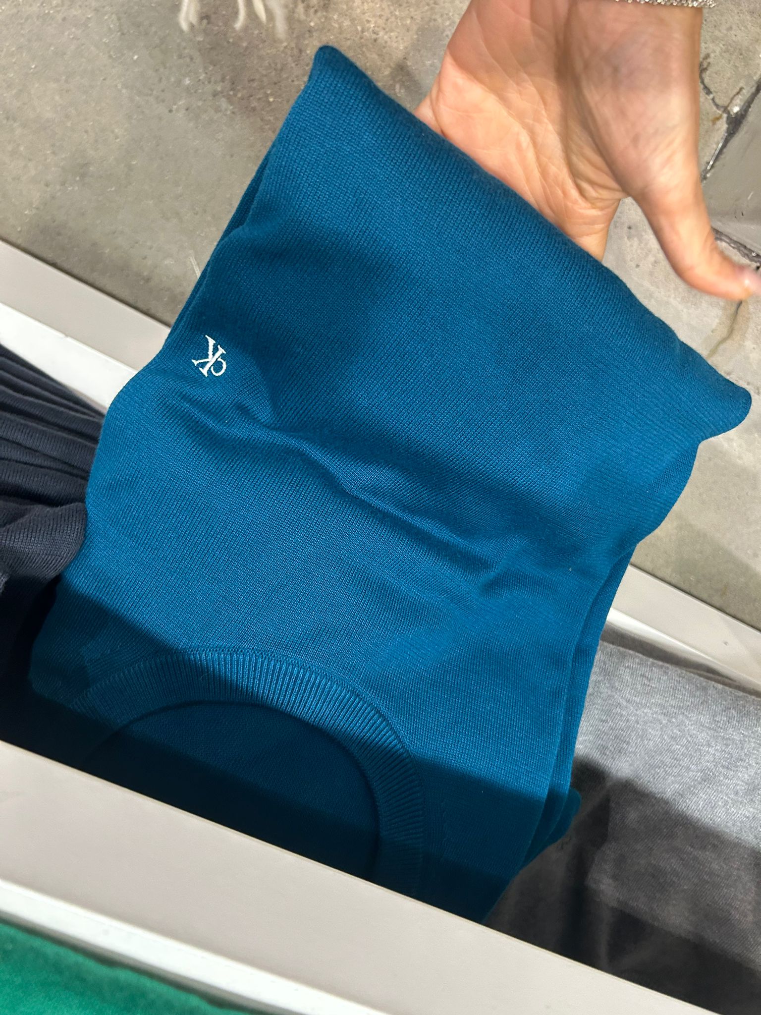 CALVIN KLEIN Mens' Smooth Cotton Sweater Deep Sea Teal