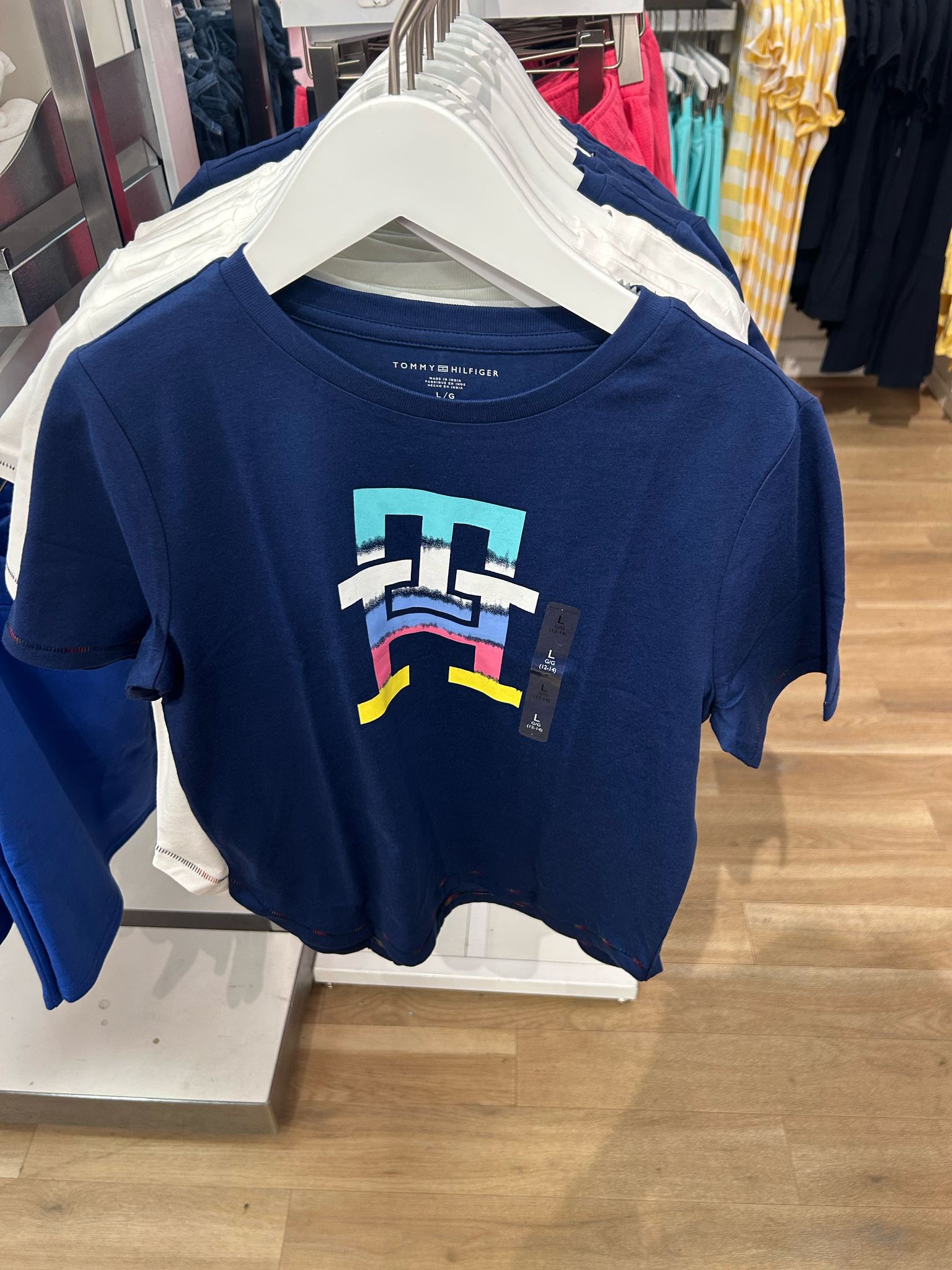 TOMMY GIRLS' Tie-Dye Monogram Logo T-Shirt/Blue Ink