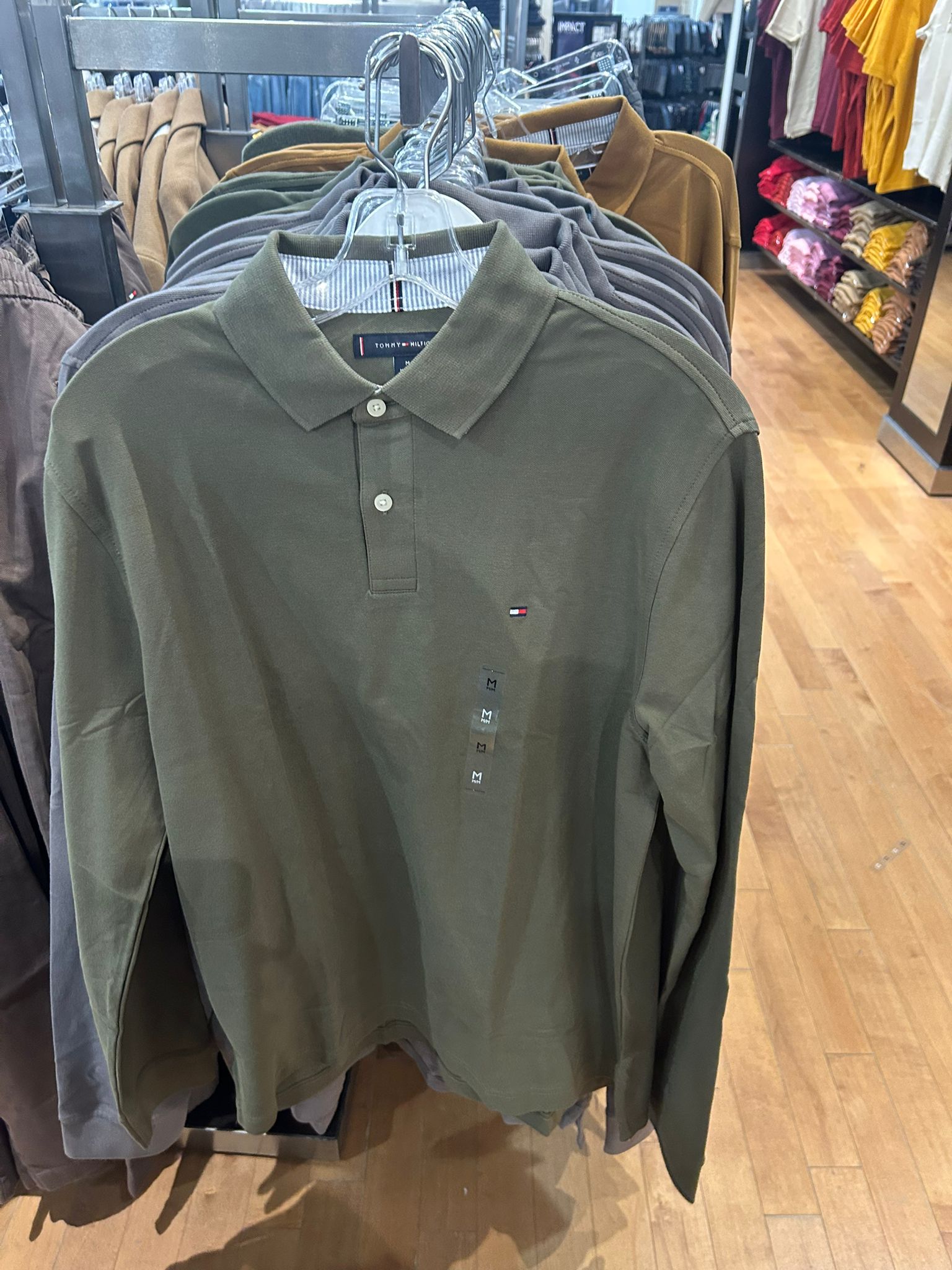 Tommy Mens' Regular Fit 1985 Long-Sleeve Polo Army Green