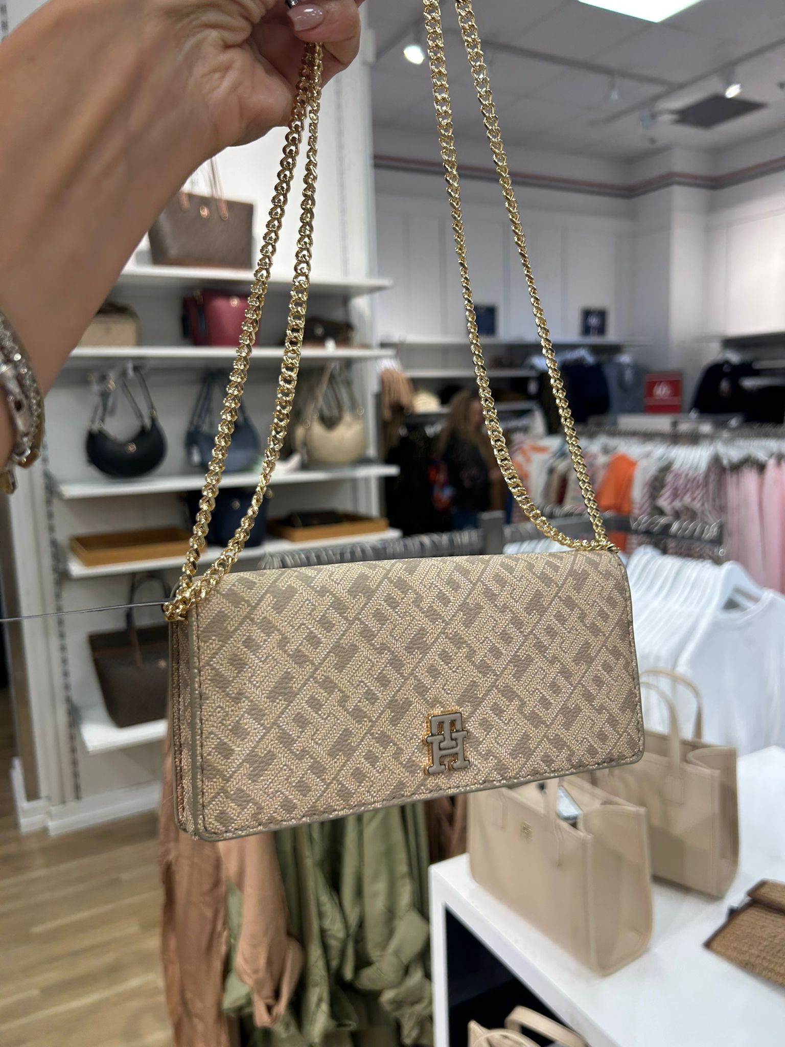 Tommy Hilfiger Monogram Clutch with Removable Chain
