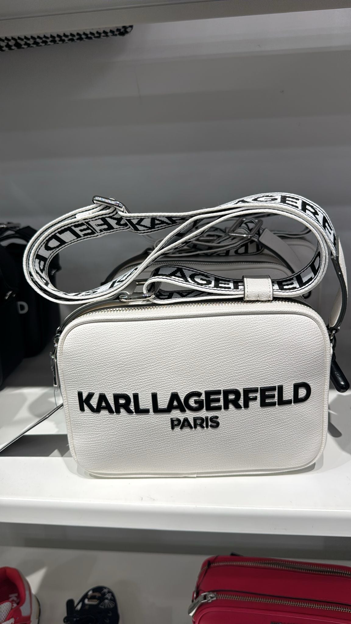 Karl Lagerfeld Paris Women's MAYBELLE CAMERA CROSSBODY WHITE