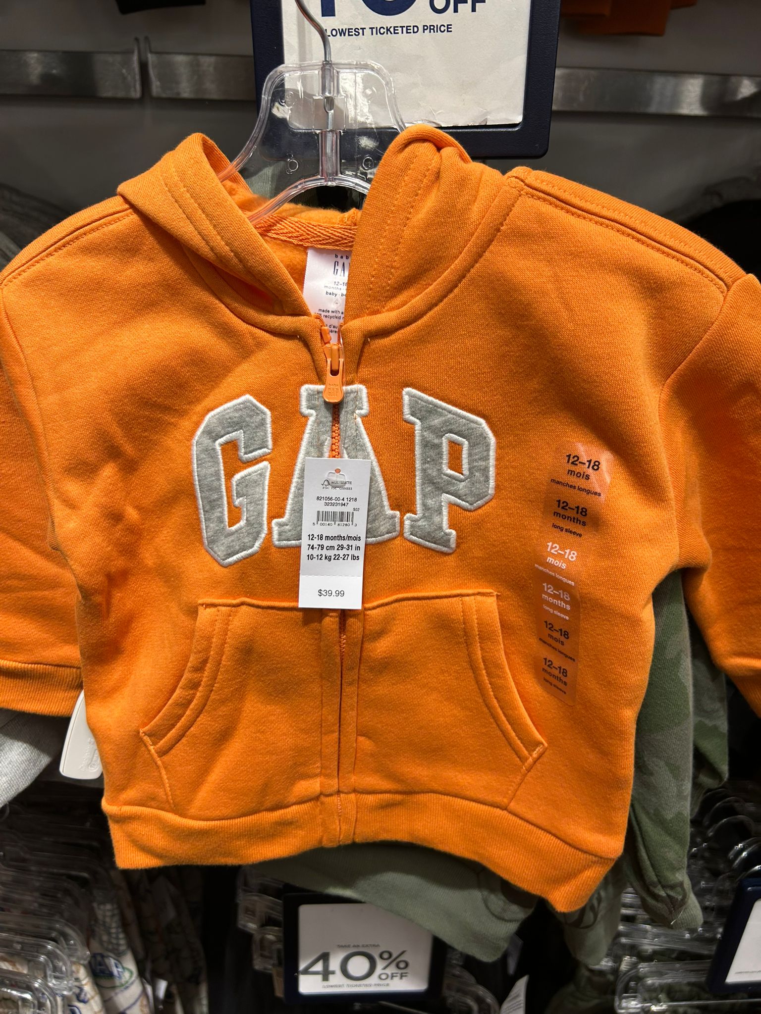 BabyBOY Relaxed Logo Zip Hoodie Flurry  Orange Ochre