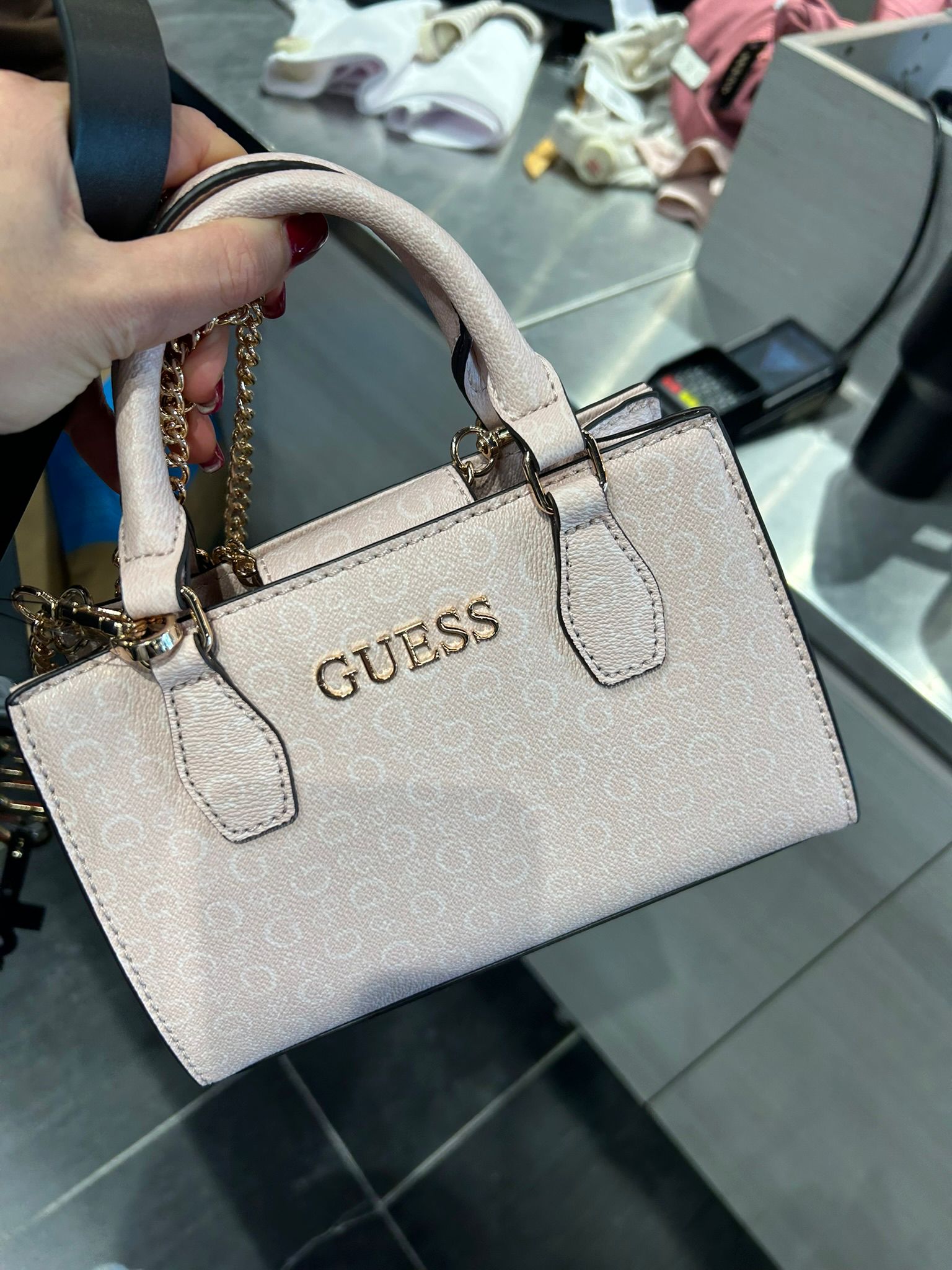 Women's Guess Eldoria Logo Mini Satchel Pink