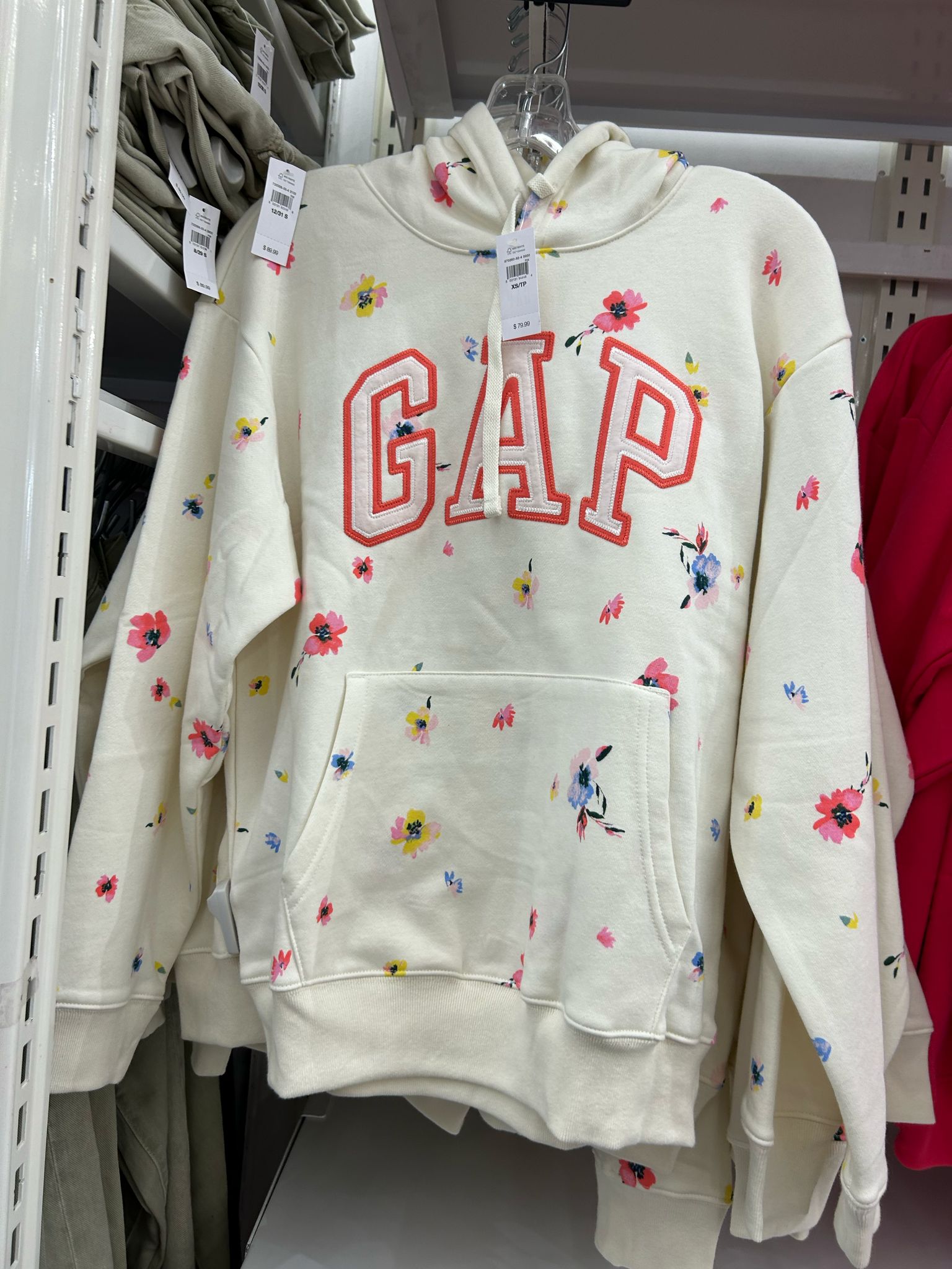 Women Gap Logo Hoodie/white ditsy floral