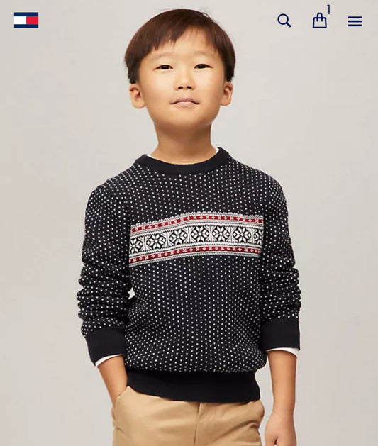 Boys' Tommy Hilfiger-  Snowflake Fair Isle  Sweater - Navy