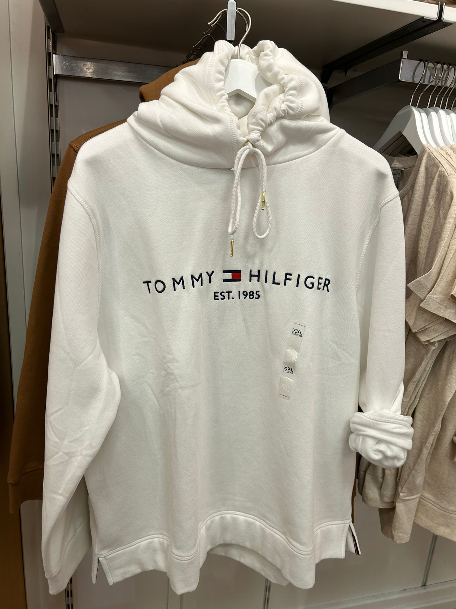 Women Embroidered Tommy Logo Hoodie/ WHITE