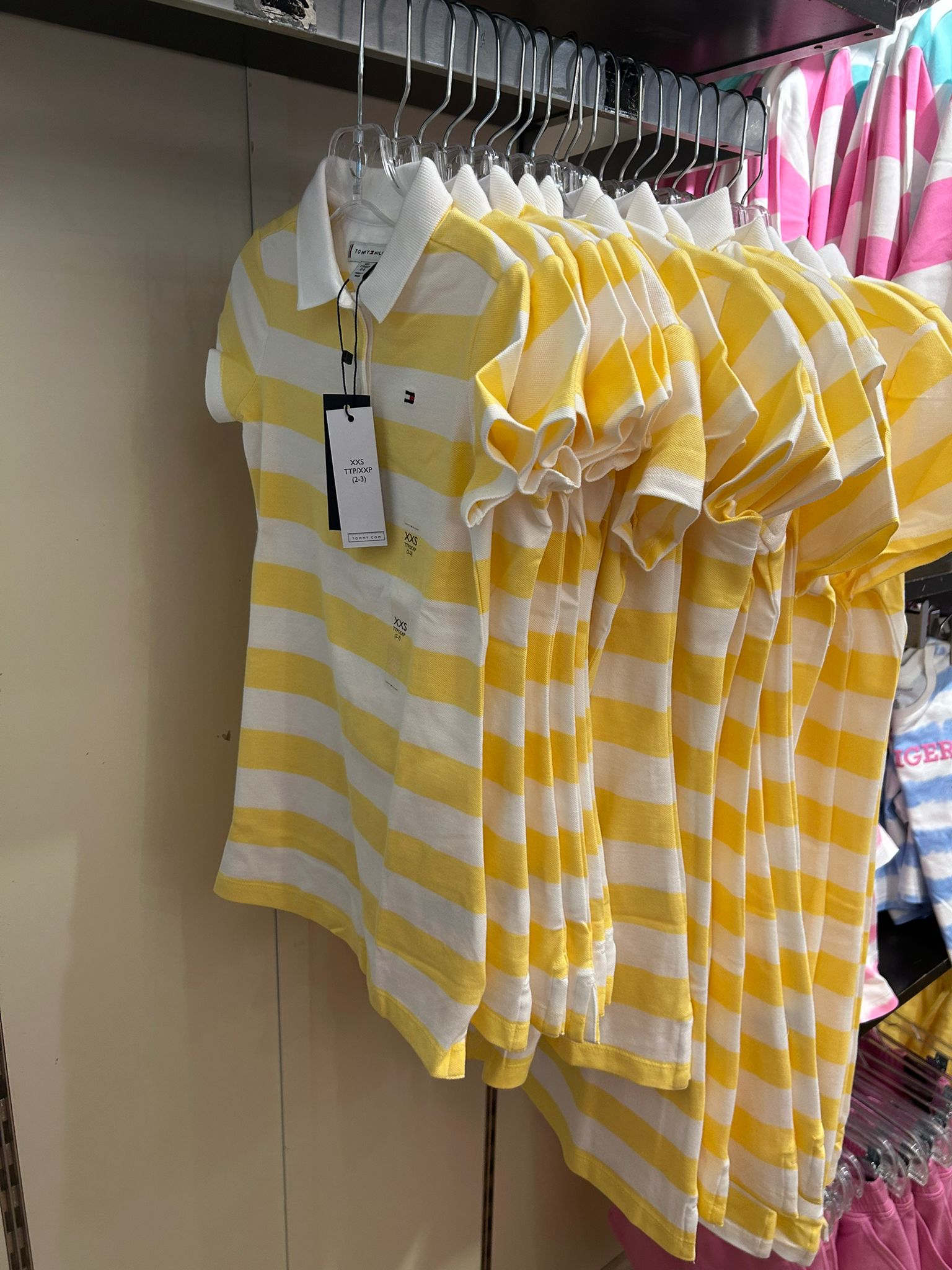 Tommy Hilfiger Girls Block Stripe Stretch Polo Dress/Citronella Stripe