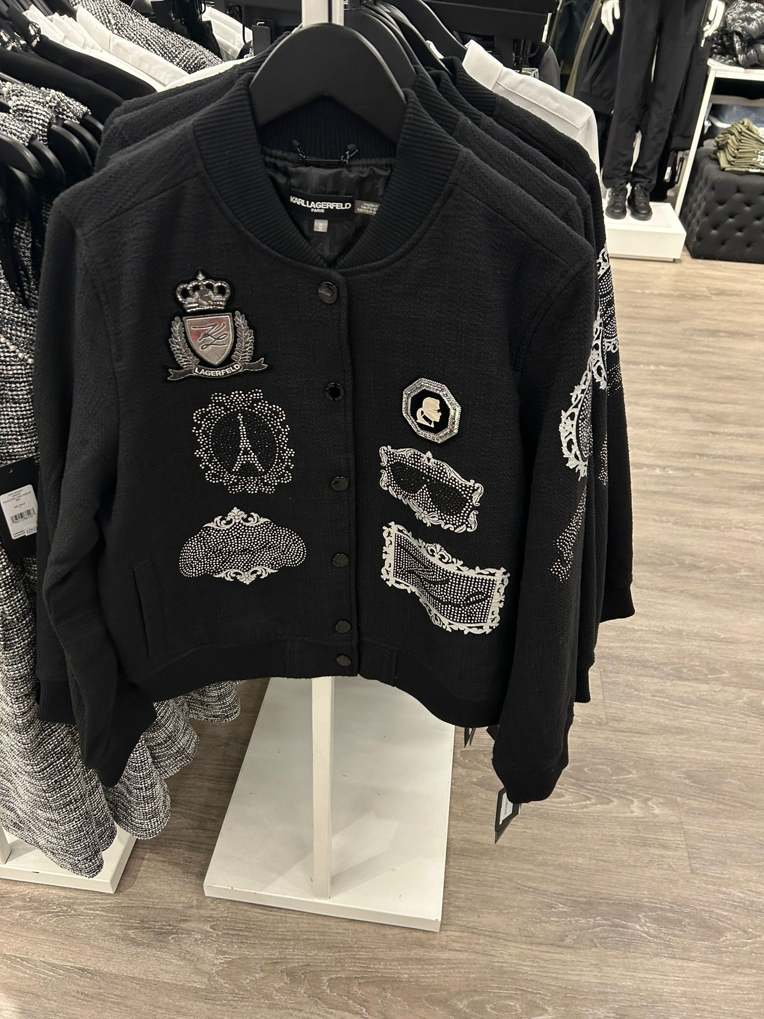 Karl Lagerfeld Paris Women's BOMBER JACKET WITH PATCHES