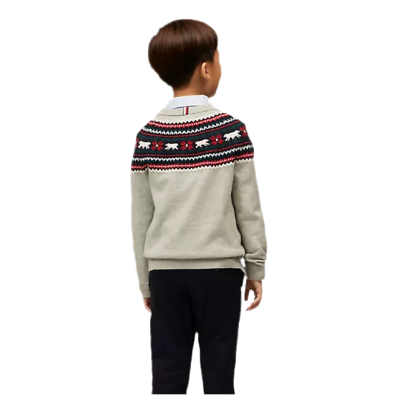 Boys' Tommy Hilfiger-  Polar Bear Fair Isle Sweater - Grey