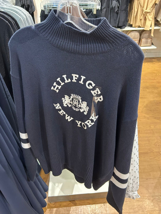 Tommy Hilfiger Women Typography Printed Pullover-NAVY