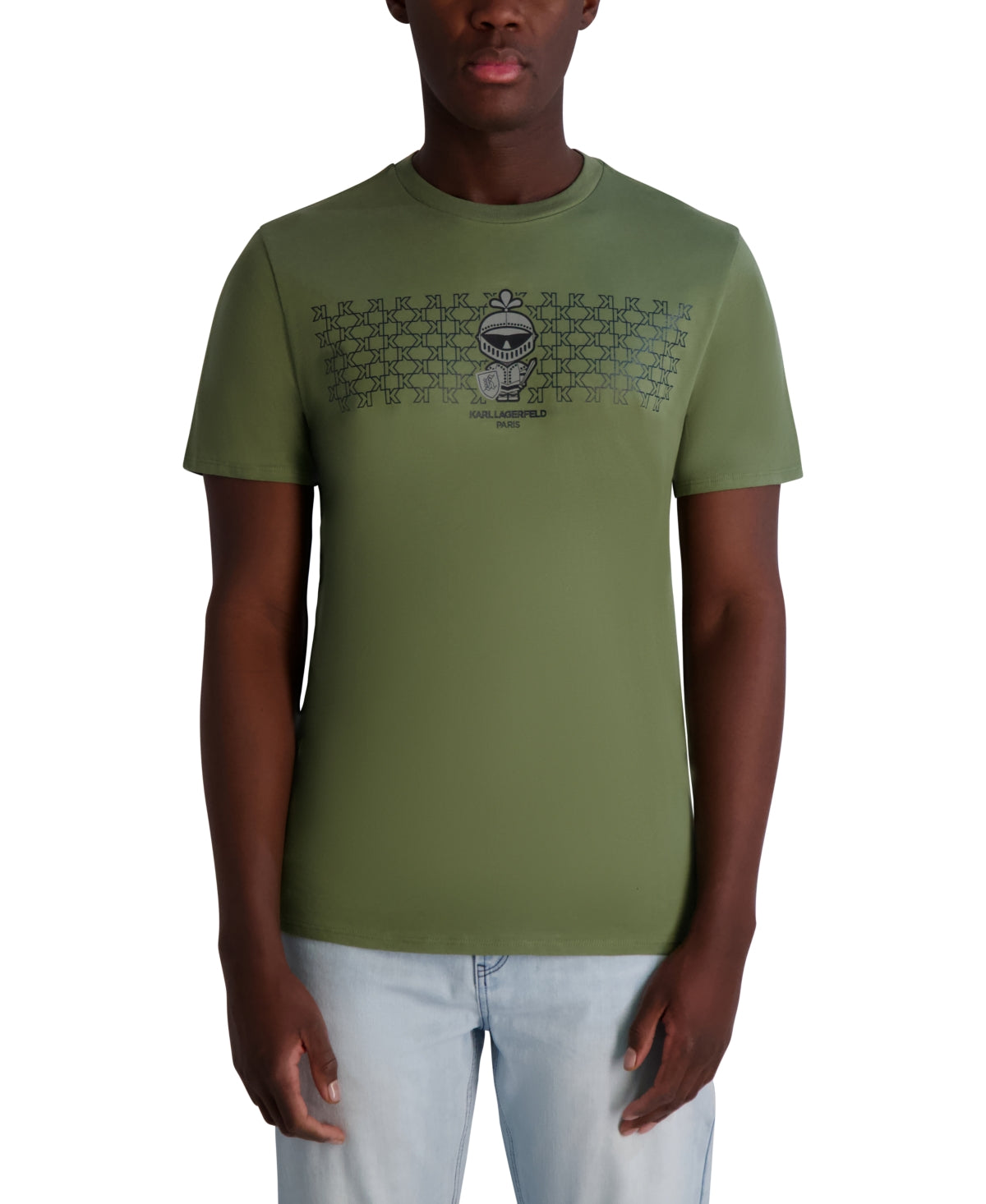 KARL LAGERFELD Men's Short Sleeve Armor Logo Graphic Crewneck T-shirt In Green