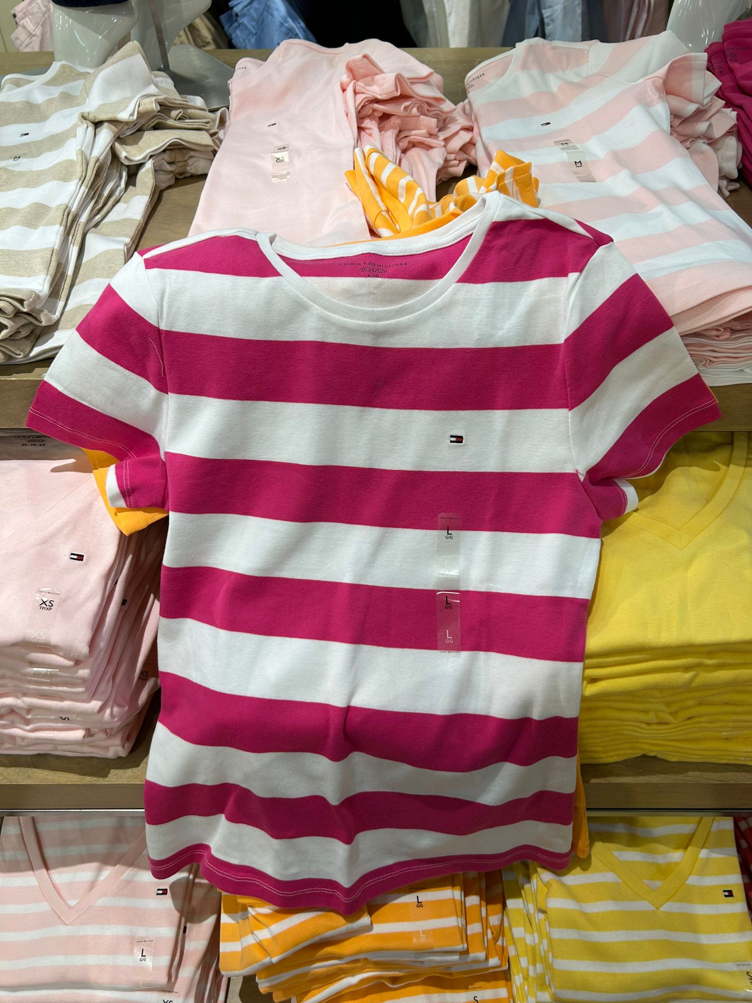 Tommy Hilfiger women's Rugby Stripe Favorite Crewneck T-Shirt