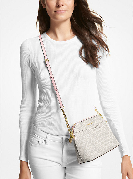 Michael Kors Women Jet Set Travel Medium Logo Dome Crossbody Bag