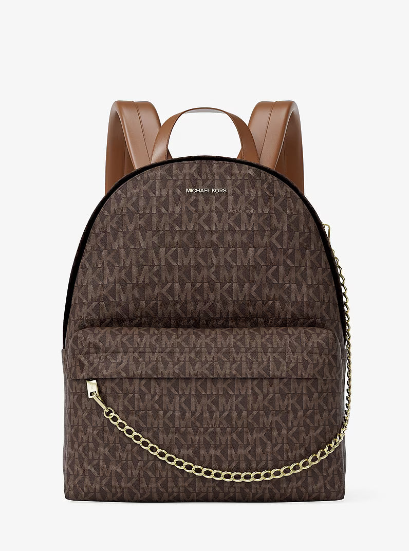 Michael Kors Women's Slater Medium Signature Logo Backpack-Brown