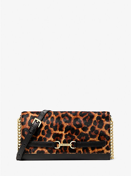 Michael Kors WOMENS' Carson Large Leopard Print Calf Hair Crossbody Bag BUTTERSCOTCH