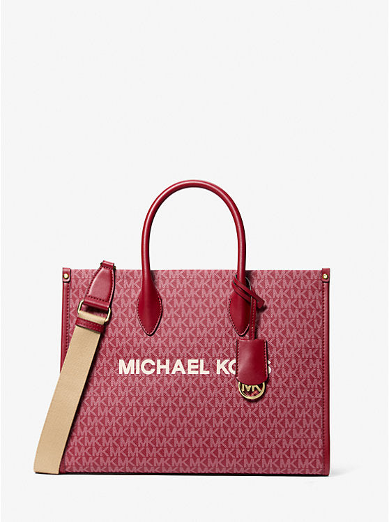 Michael Kors WOMENS' Mirella Medium Signature Logo Tote Bag Cheery