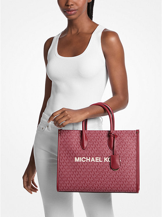 Michael Kors WOMENS' Mirella Medium Signature Logo Tote Bag Cheery