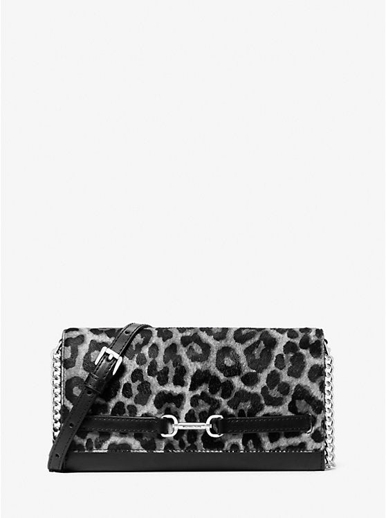 Michael Kors WOMENS' Carson Large Leopard Print Calf Hair Convertible Crossbody Bag