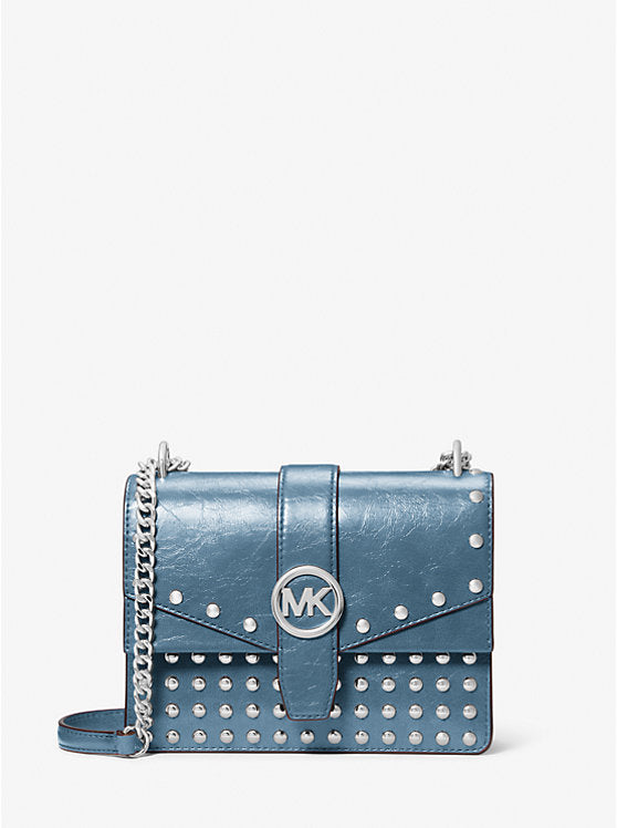 Michael Kors WOMENS' Greenwich Small Studded Distressed Crossbody Bag CORNFLOWER
