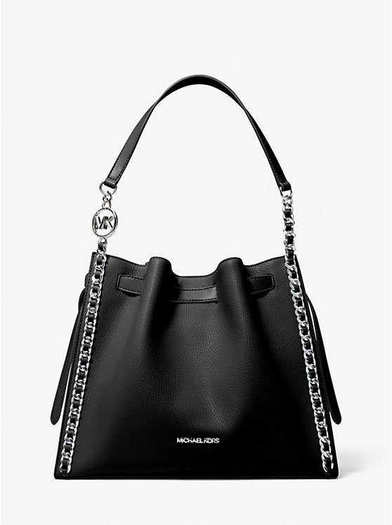 Womens' Michael Kors Mina Large Chain Shoulder Bag BLACK