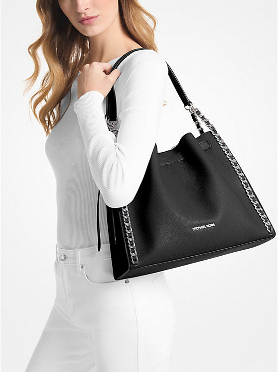 Womens' Michael Kors Mina Large Chain Shoulder Bag BLACK