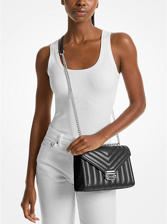 Womens' Michael Kors Whitney Medium Quilted Shoulder Bag BLACK