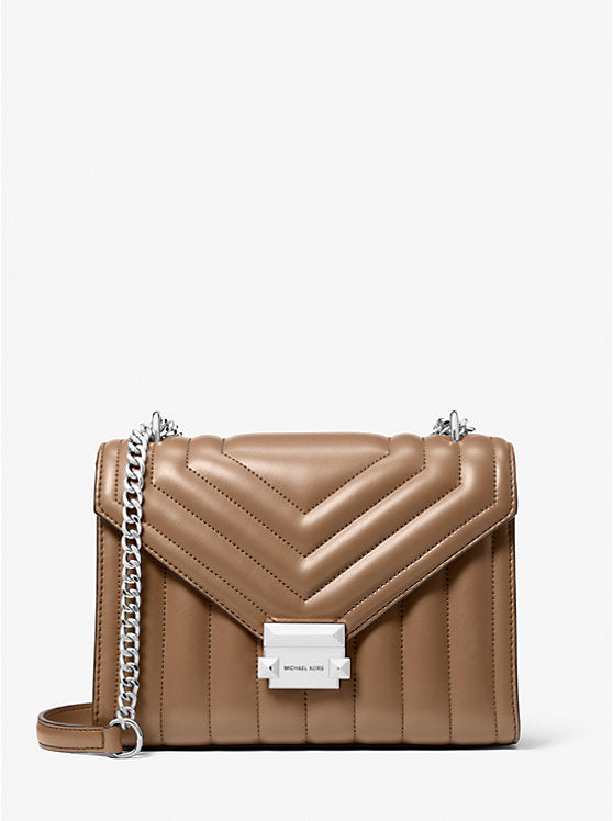 Womens' Michael Kors Whitney Medium Quilted Shoulder Bag DRIFTWOOD