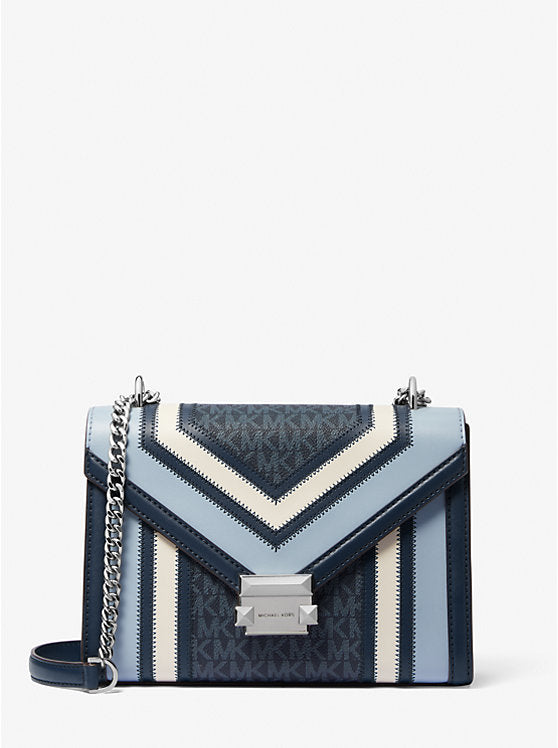 Michael Kors Womens' Whitney Medium Color-Block and Signature Logo Shoulder Bag/ NAVY MULTI