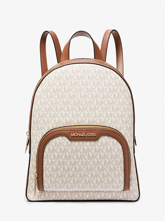 Women's Michael Kors Jaycee Medium Signature Logo Backpack VANILLA