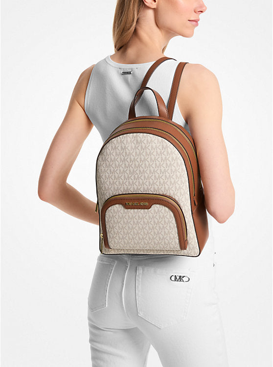 Women's Michael Kors Jaycee Medium Signature Logo Backpack VANILLA
