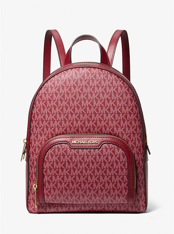 Women's Michael Kors Jaycee Medium Signature Logo Backpack CHERRY